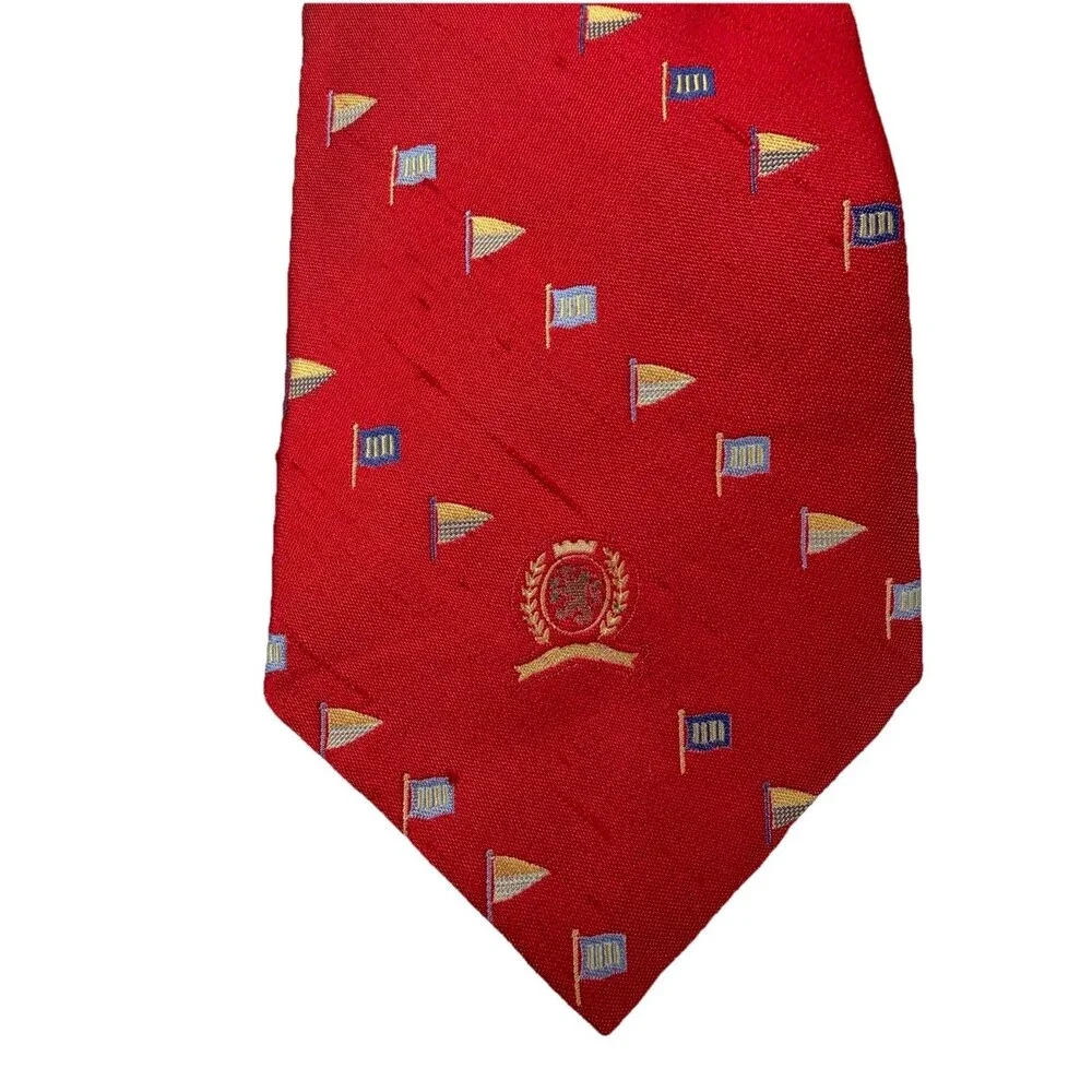 Tommy Hilfiger‎ Silk Golf Novelty Tie Golfer Flag Designer